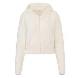 SKIMS - cream cozy knit zip up hoodie, size S/M